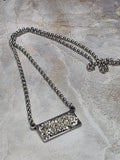 Silver Druzy Bar Pendant Necklace