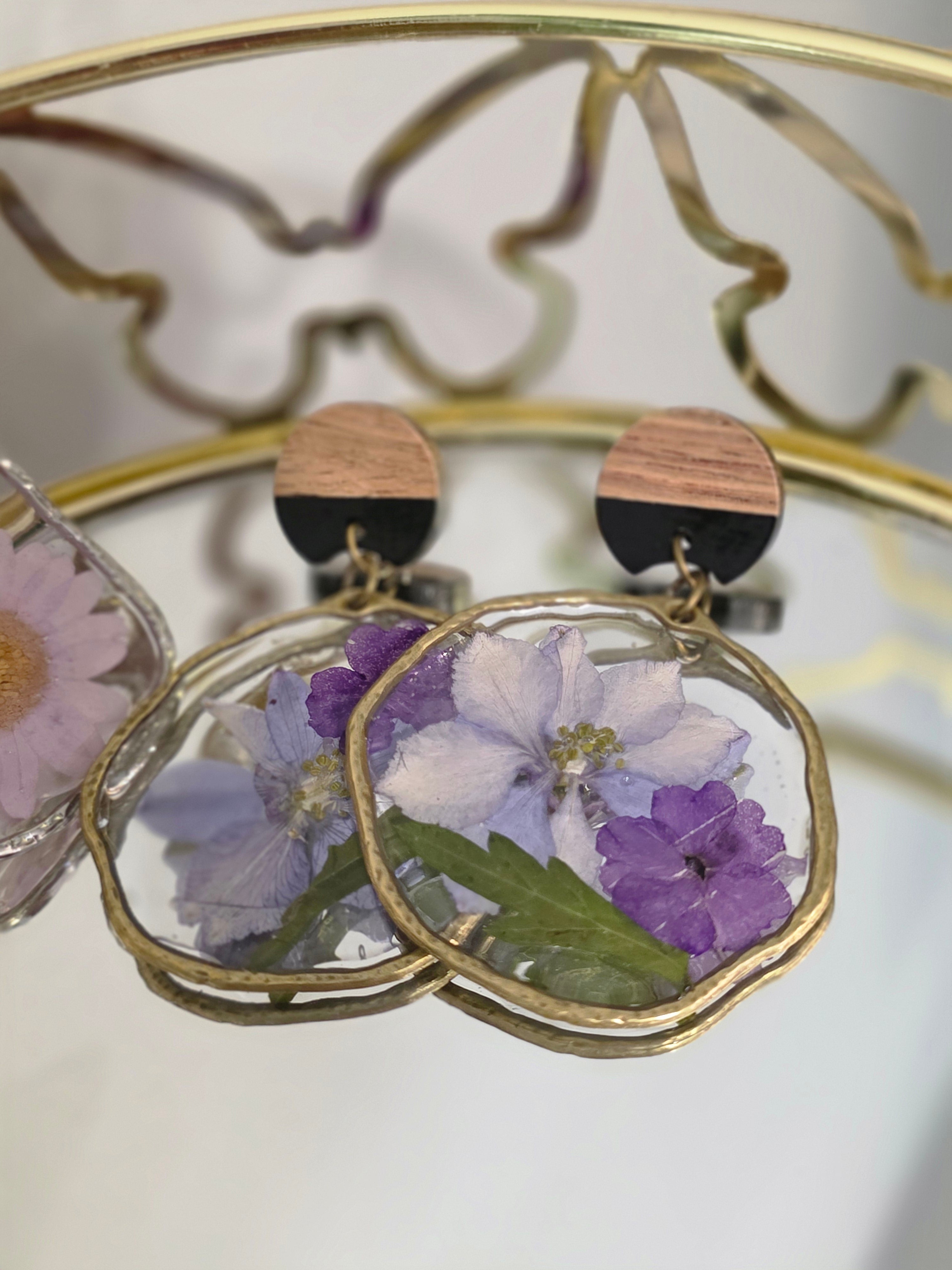 Purple Floral Earrings