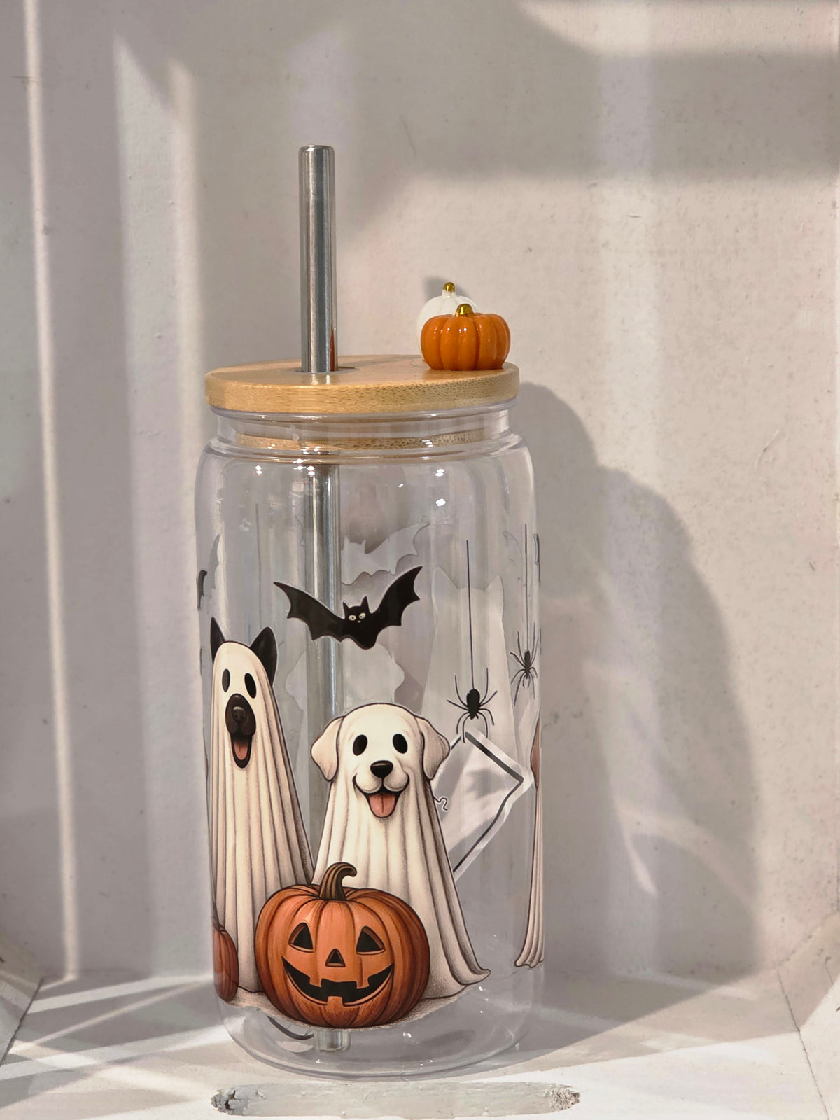 16 oz Ghost Dogs & Pumpkin Acrylic Tumbler
