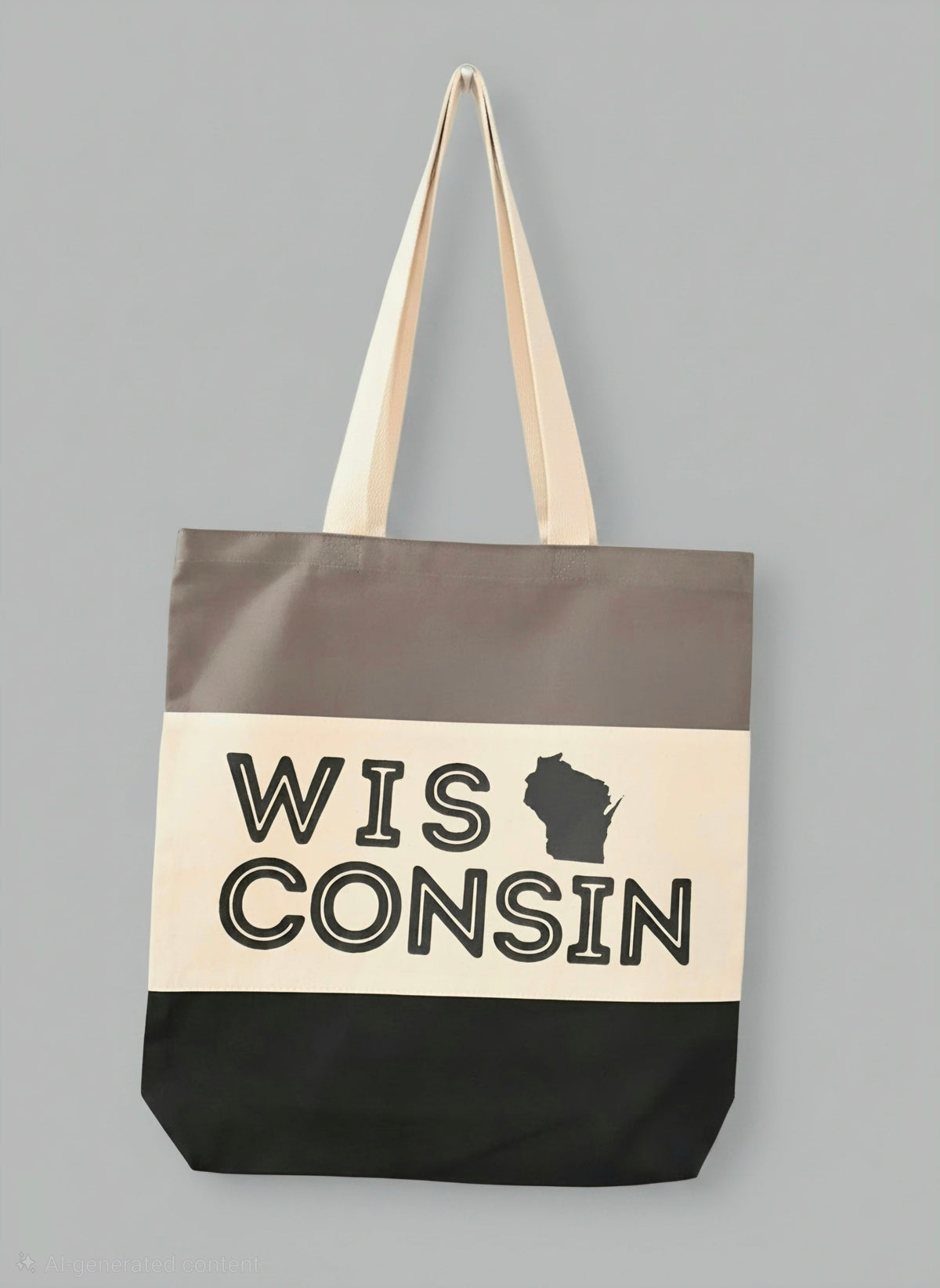 Wisconsin Canvas Tote Bag - Gray & Black