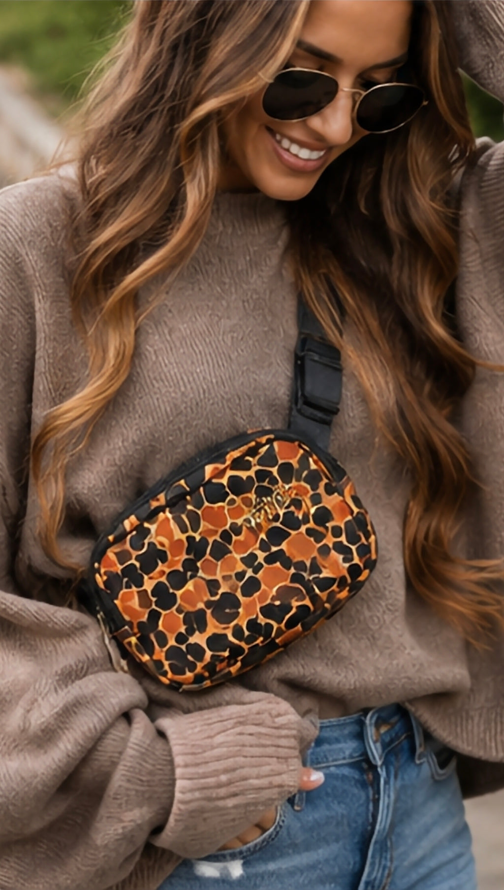 Orange Camo Charm Crossbody Bag