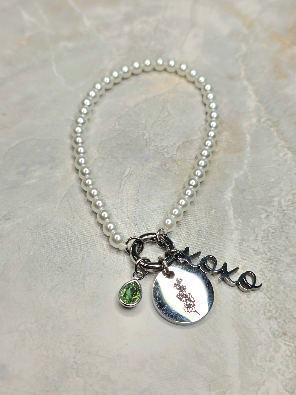 August Birthstone Charm Bracelet