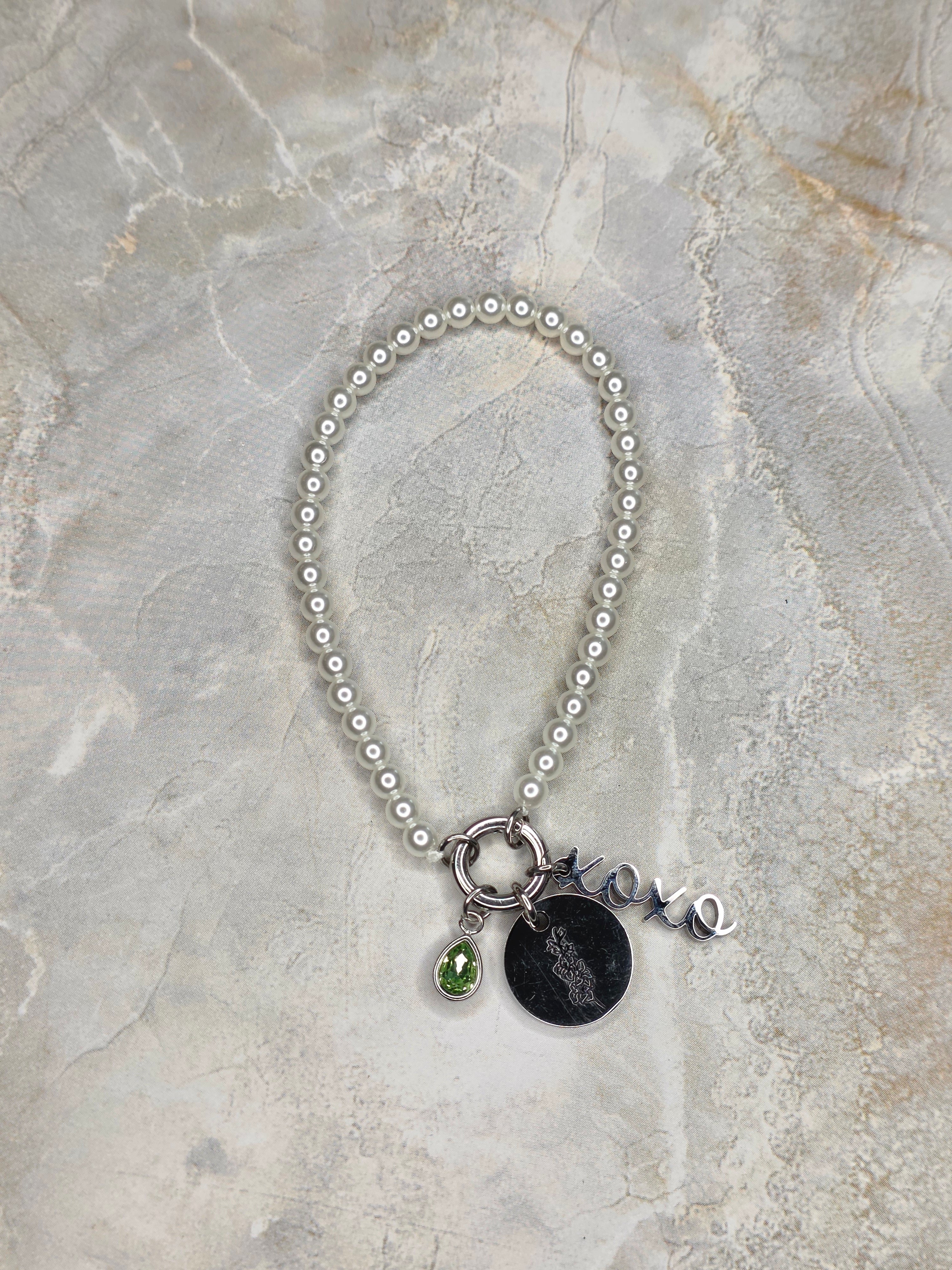 August Birthstone Charm Bracelet