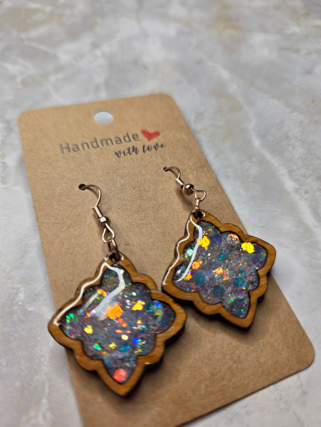 Opal Iridescent Geometric Earrings