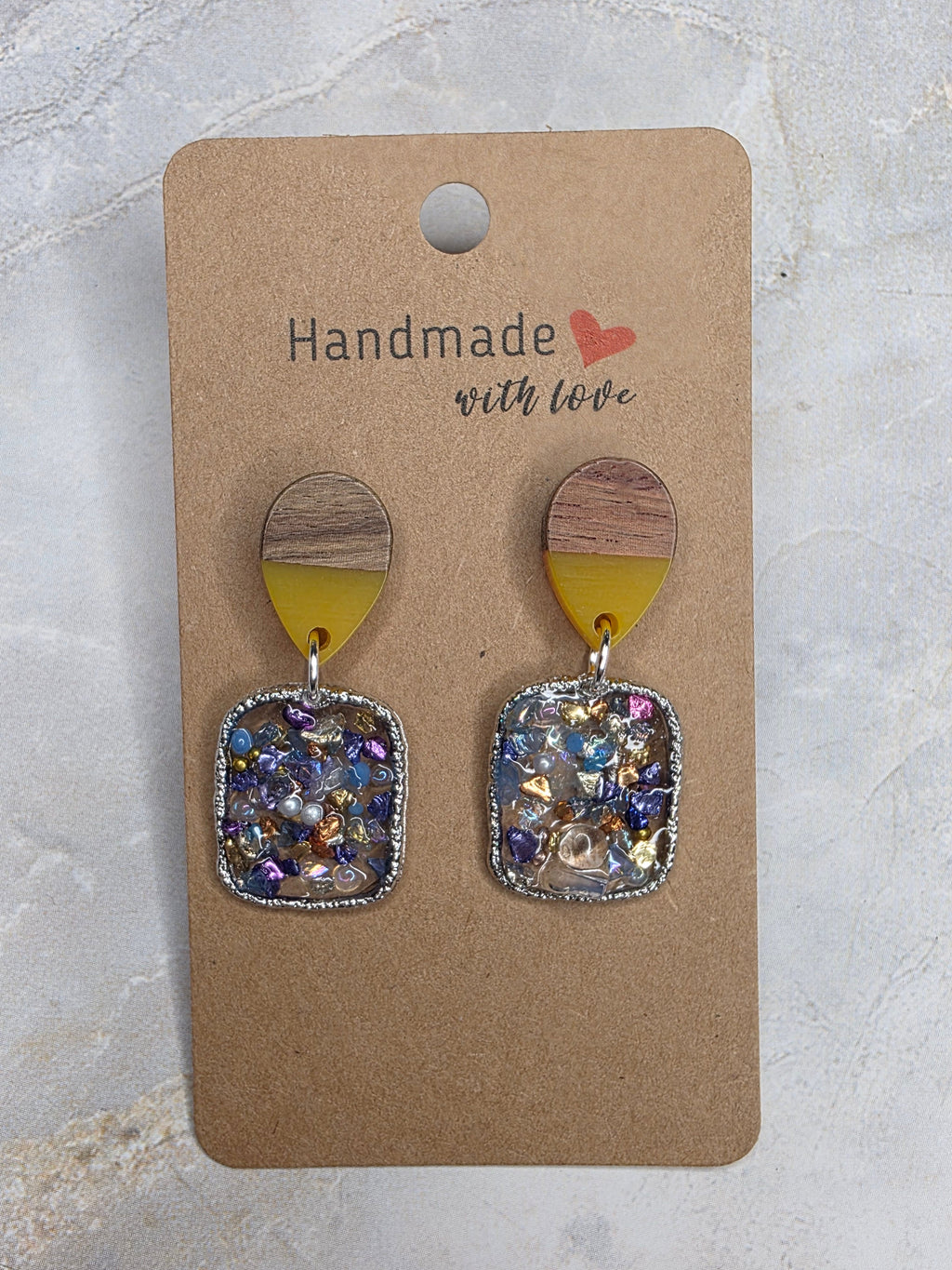 Wood & Resin Confetti Drop Earrings