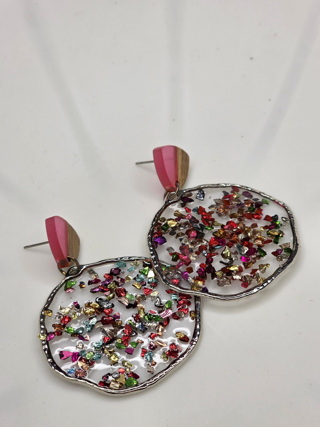 Confetti Glitter Wood & Resin Hoop Earrings