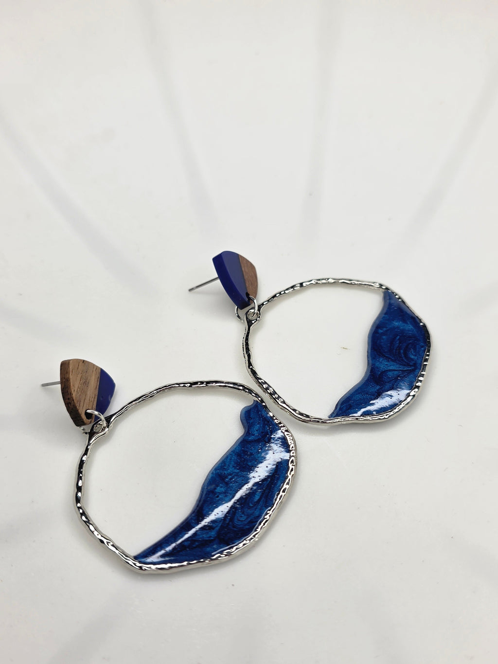 Ocean Wave Wood & Resin Hoop Earrings