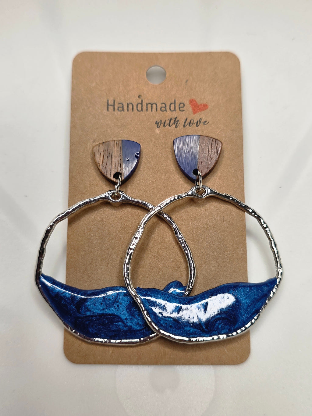 Ocean Wave Wood & Resin Hoop Earrings