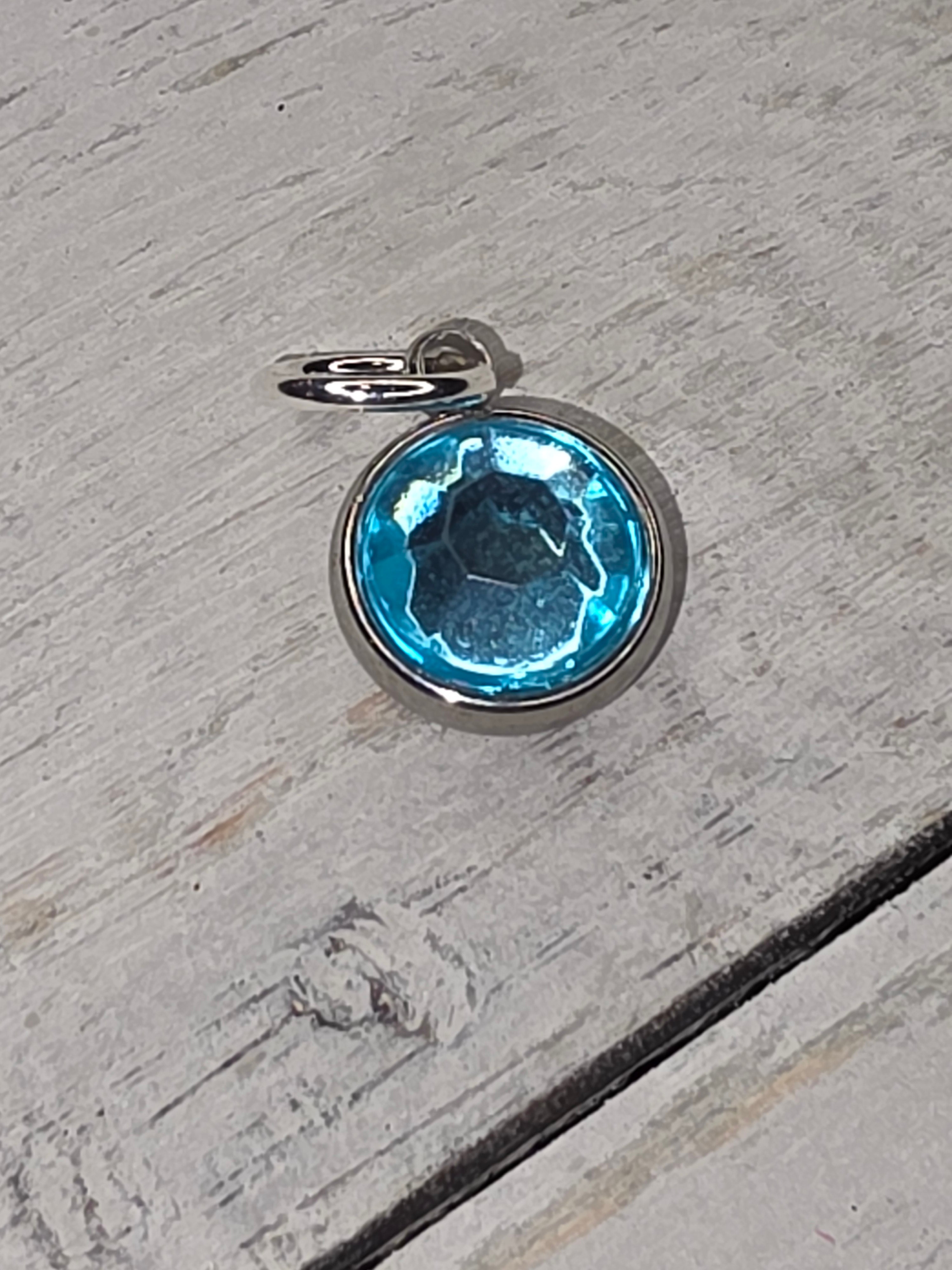 Large Silver Gemstone Charm  | Assorted Colors