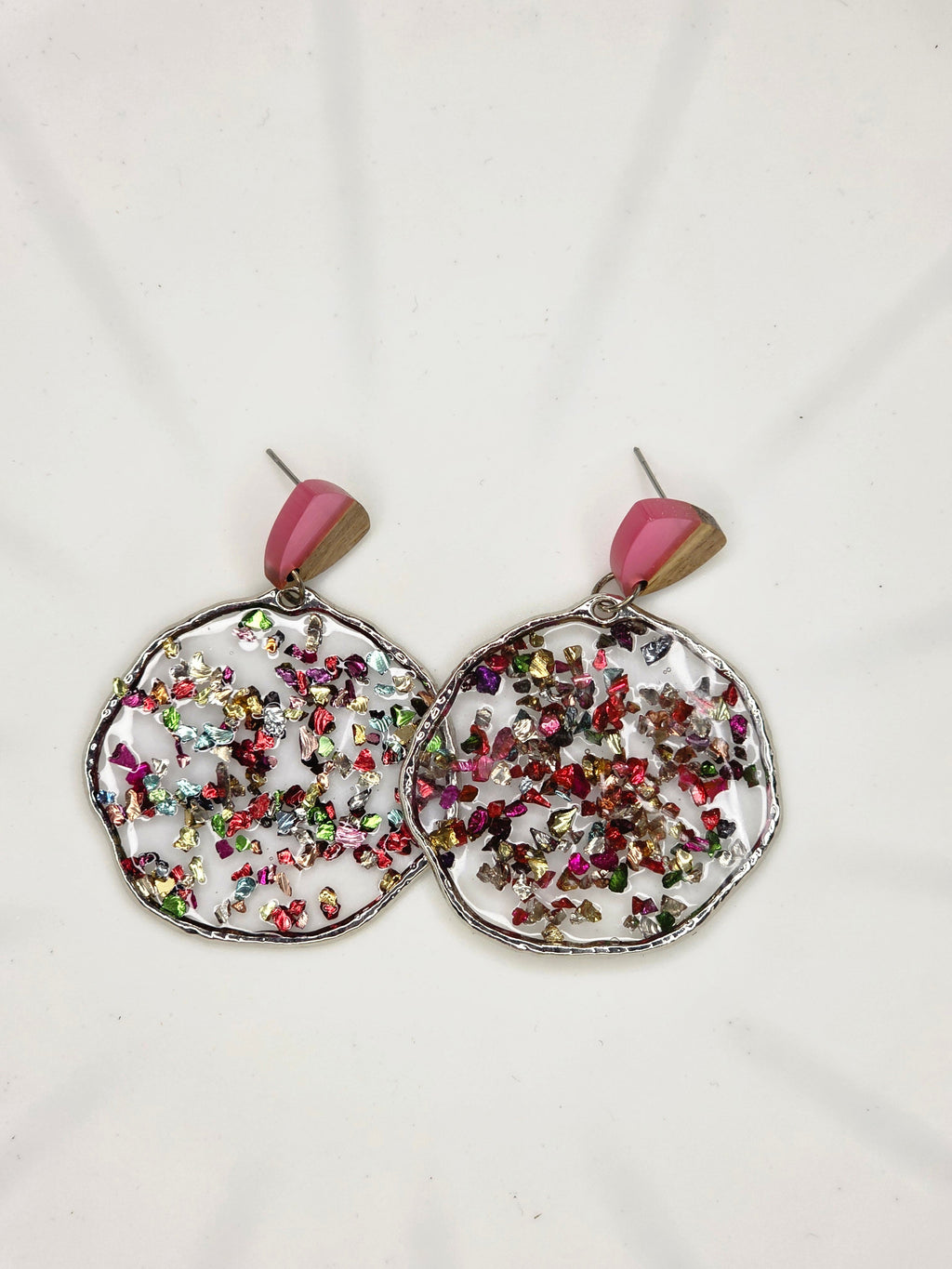 Confetti Glitter Wood & Resin Hoop Earrings