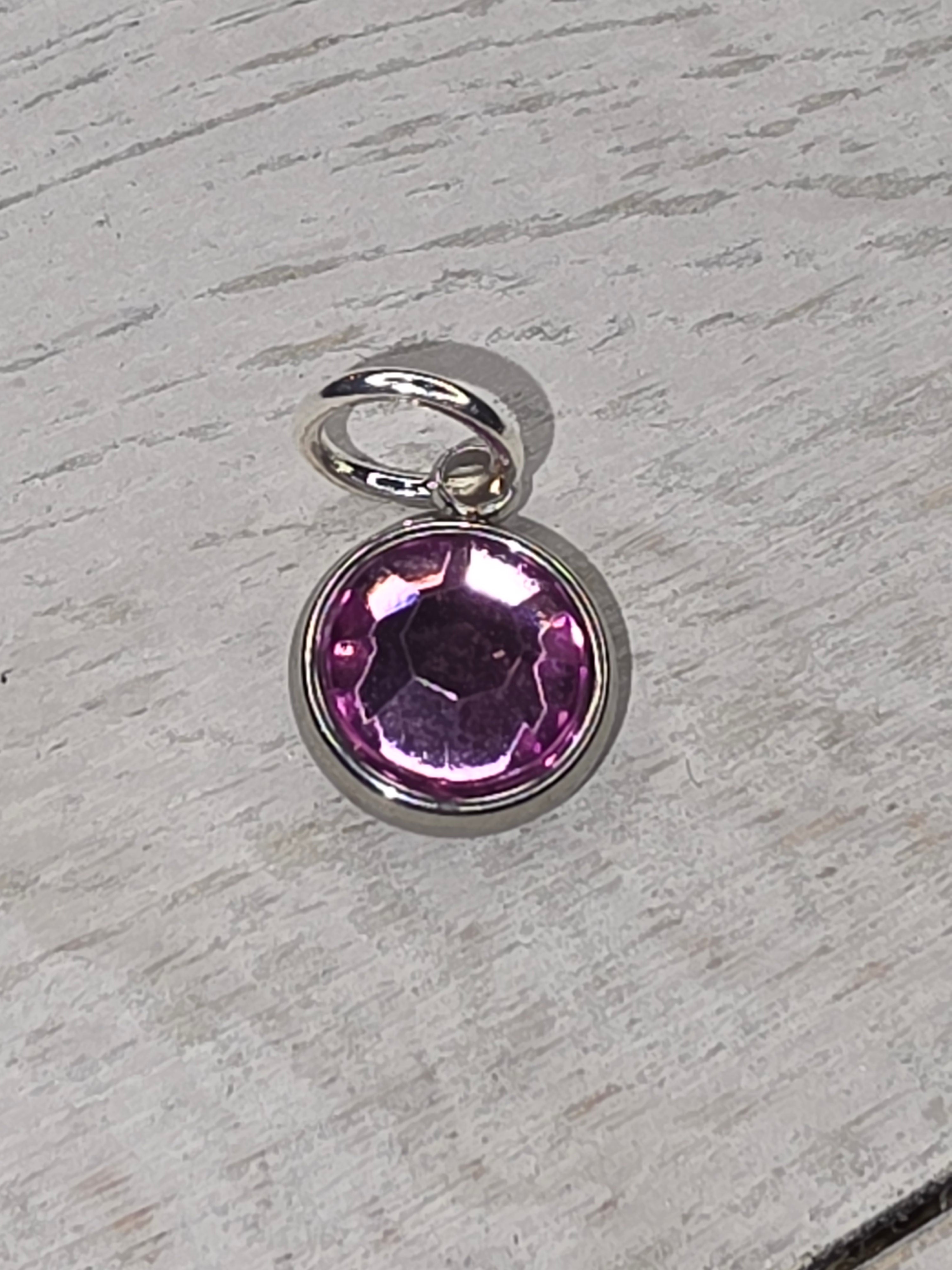 Large Silver Gemstone Charm  | Assorted Colors