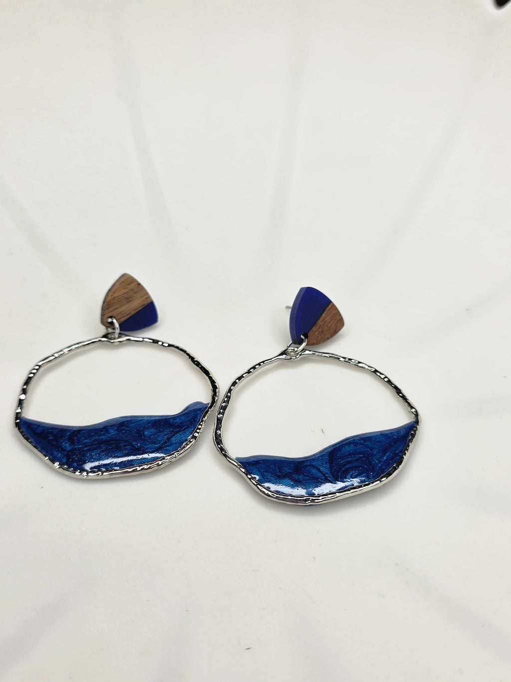 Ocean Wave Wood & Resin Hoop Earrings