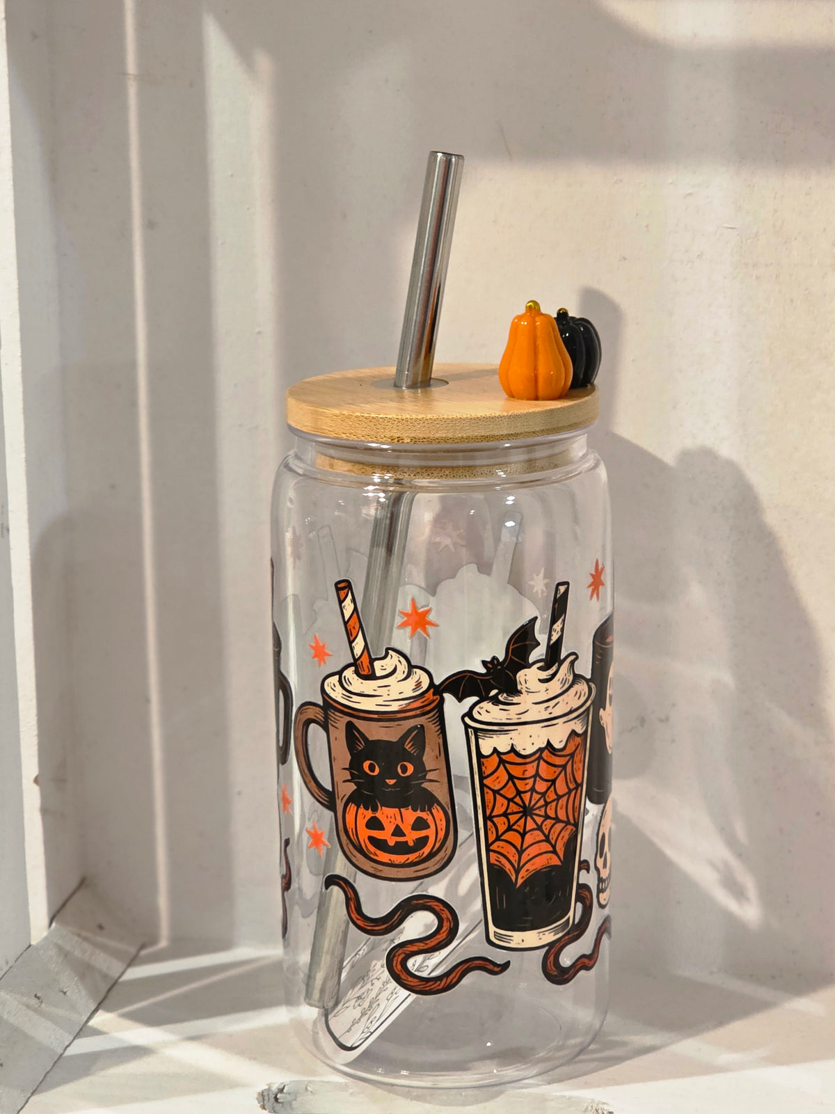 16 oz Black Cat & Spiderweb Halloween Tumbler