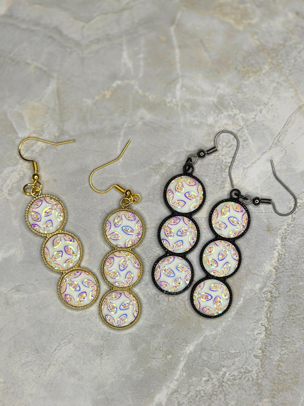 Iridescent Triple Drop Earrings