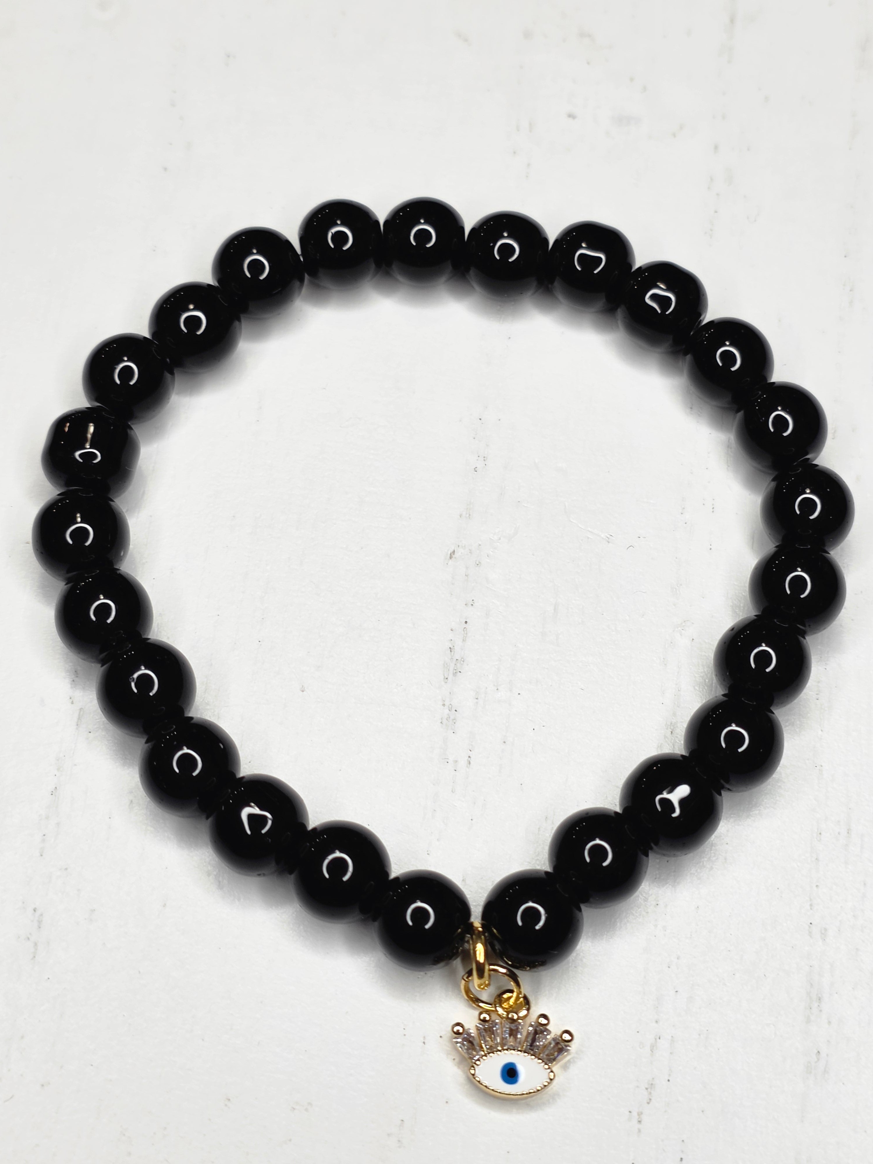 Black Obsidian Evil Eye Charm Bracelet