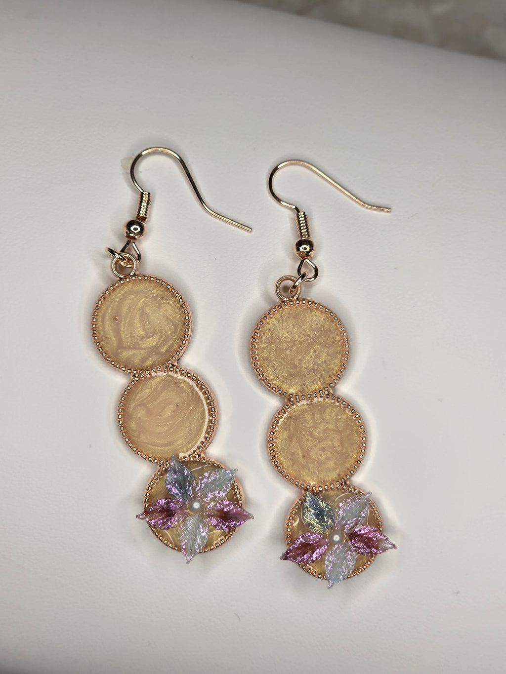 Rose Gold Floral Triple Drop Earrings