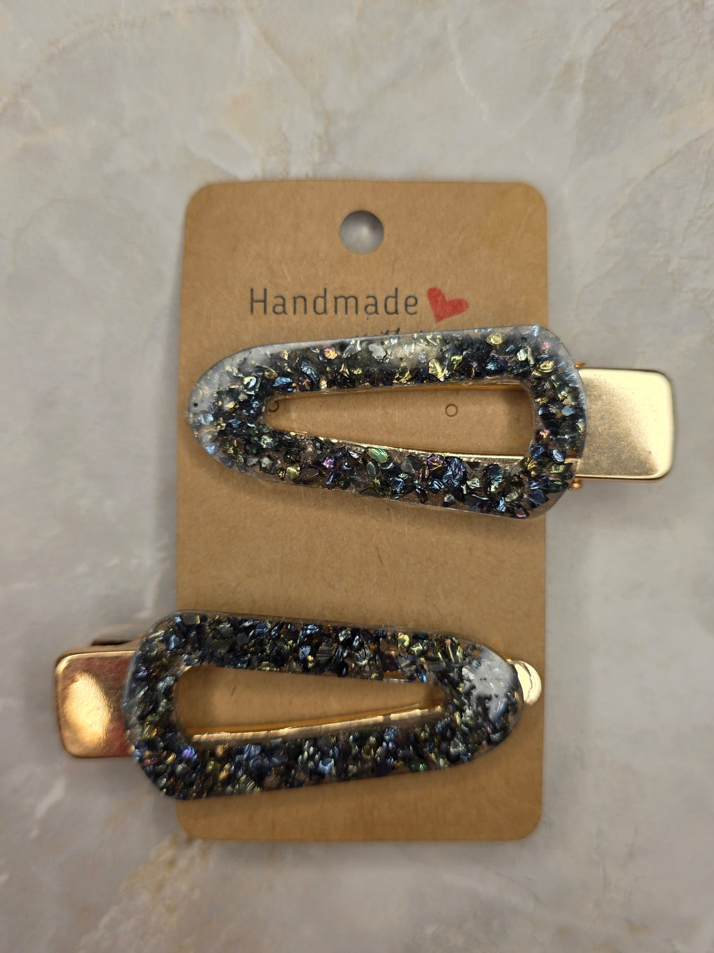 Handmade Resin Hair Clips – Galaxy Iridescent (Set of 2)