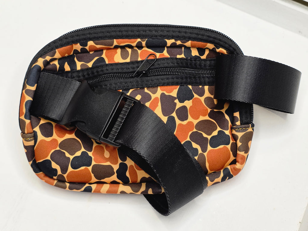 Orange Camo Charm Crossbody Bag