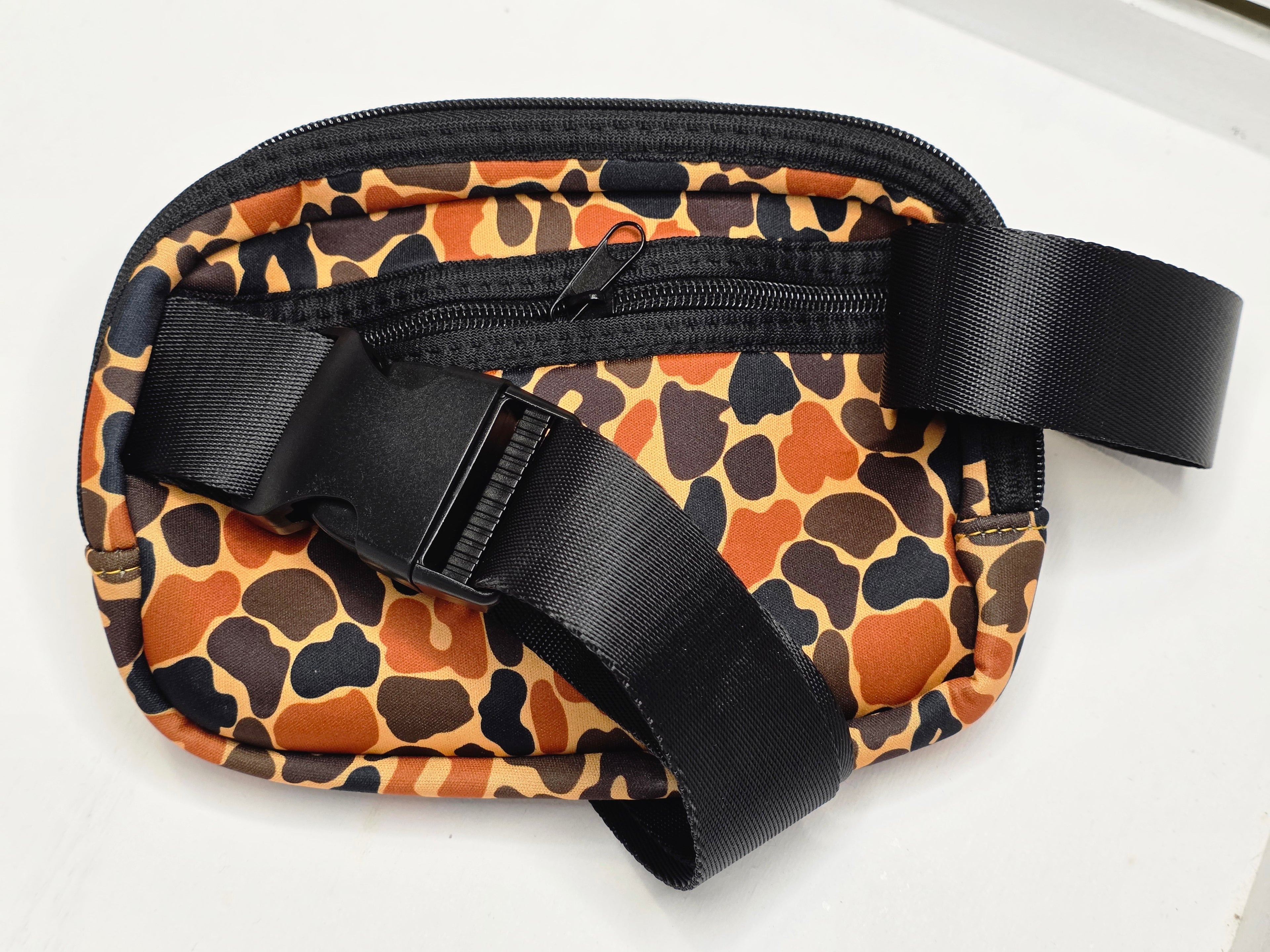 Orange Camo Charm Crossbody Bag