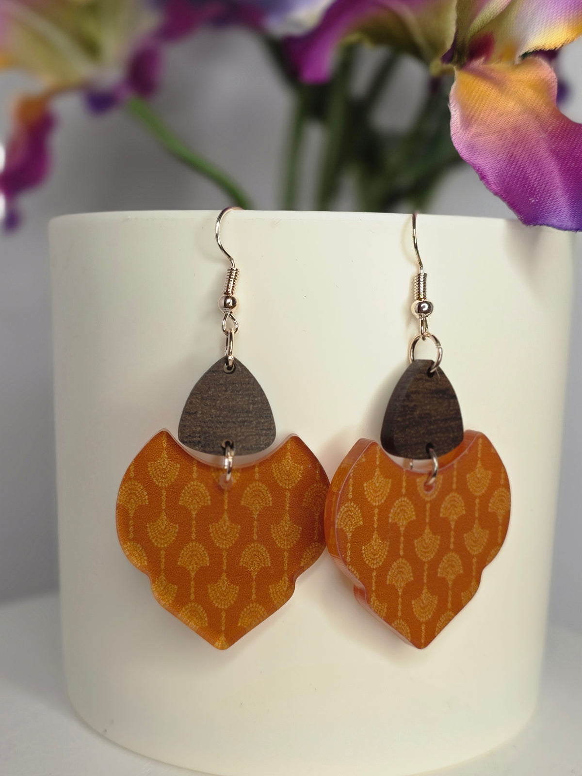 Orange Geometric Boho Earrings