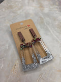 Boho Wood & Resin Drop Earrings - Multicolor Glitter