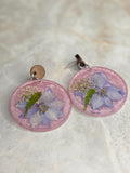 Pressed Flower Resin Earrings – Lavender Bellflower & Queen Anne's Lace