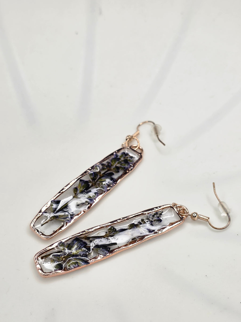 Pressed Lavender Resin Drop Earrings
