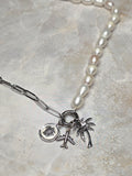 Pearl & Paperclip Chain Wanderlust Charm Necklace