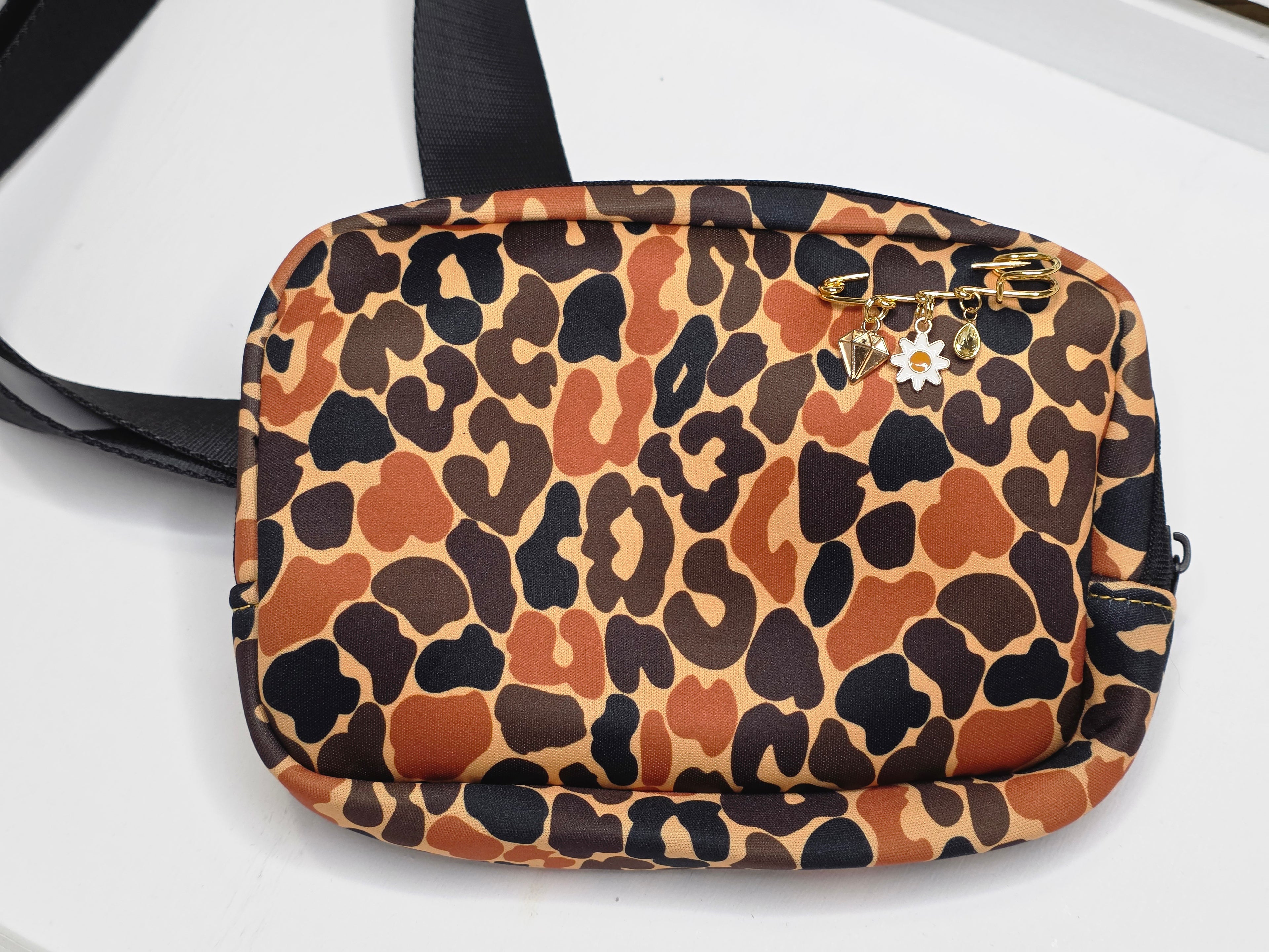 Orange Camo Charm Crossbody Bag