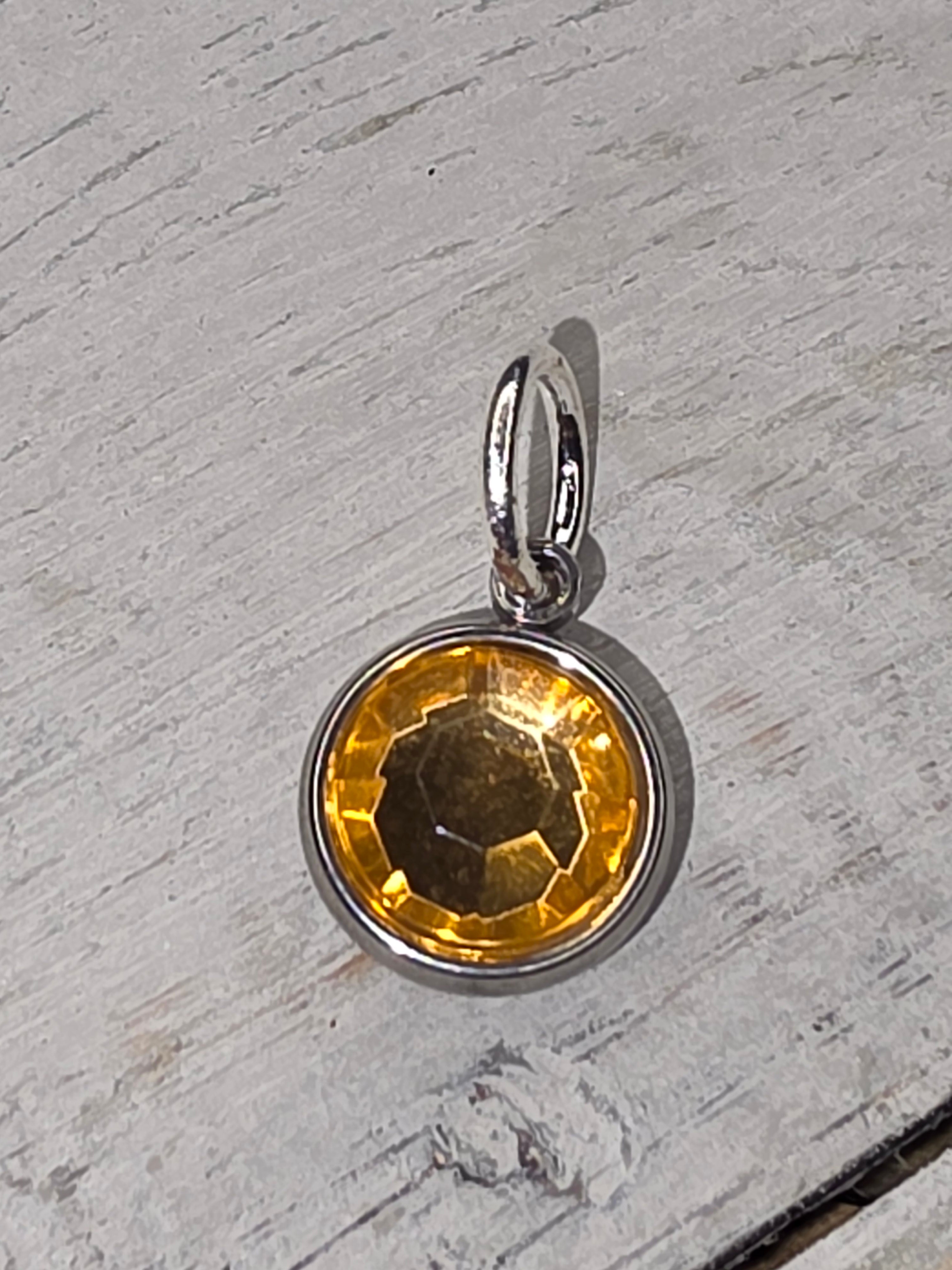 Large Silver Gemstone Charm  | Assorted Colors