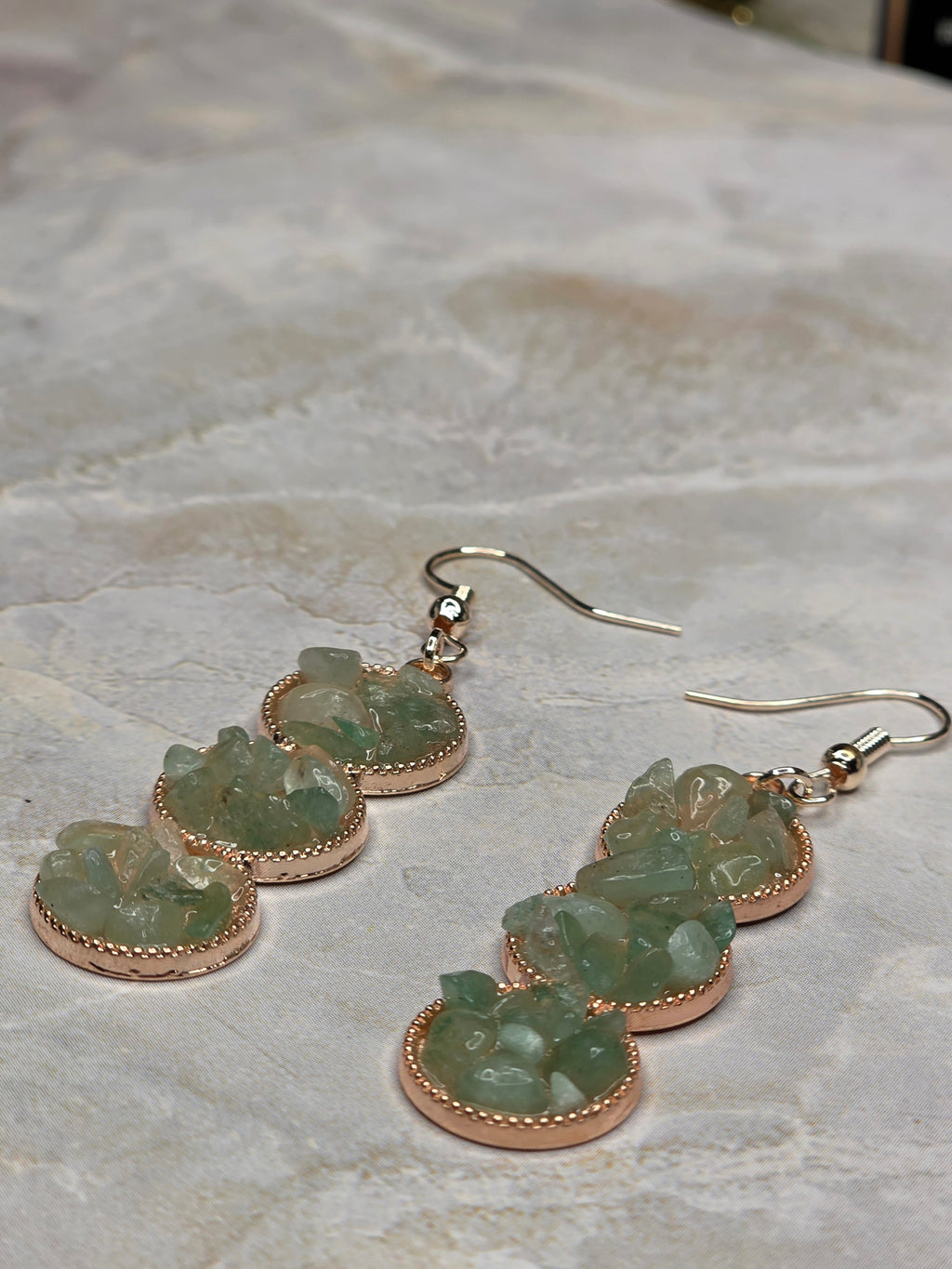 Triple Aventurine Drop Earrings