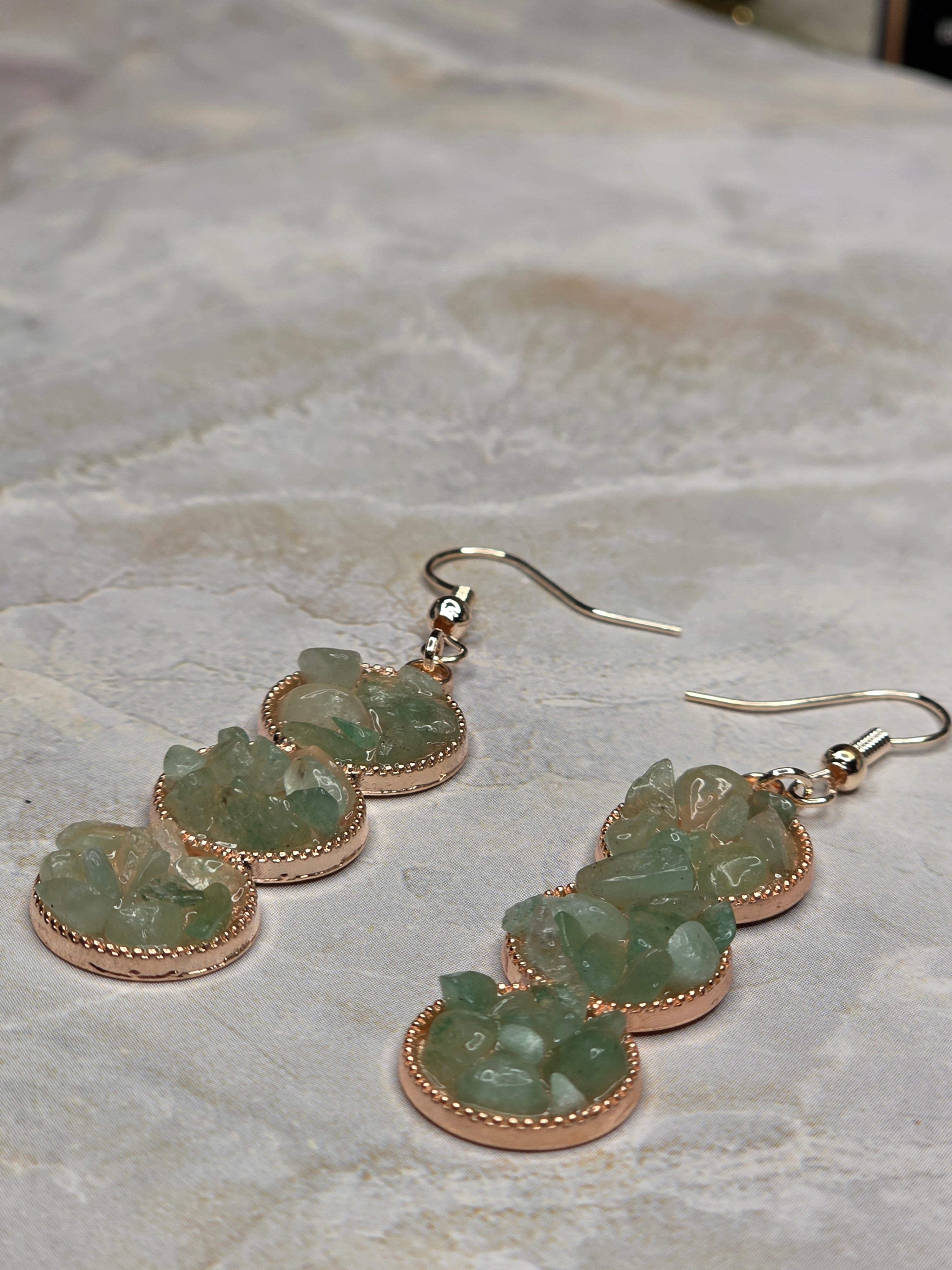 Triple Aventurine Drop Earrings