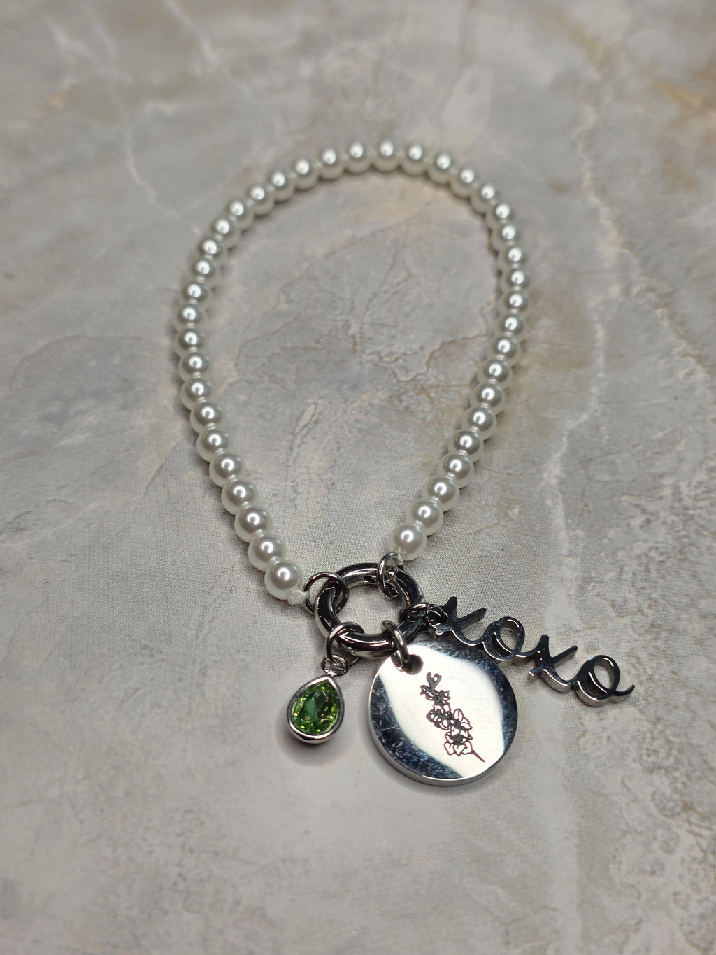August Birthstone Charm Bracelet