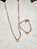 Brown Beaded Matching Charm Necklace and Bracelet Set