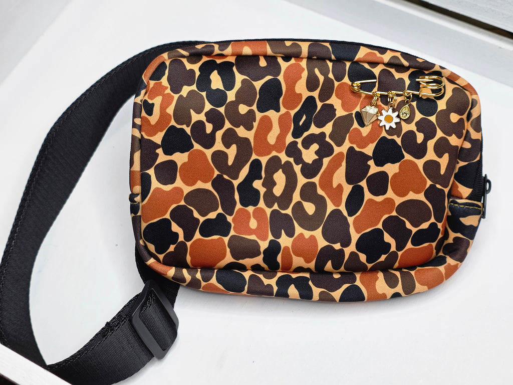 Orange Camo Charm Crossbody Bag