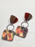 Autumn Forest Wood & Resin Dangle Earrings