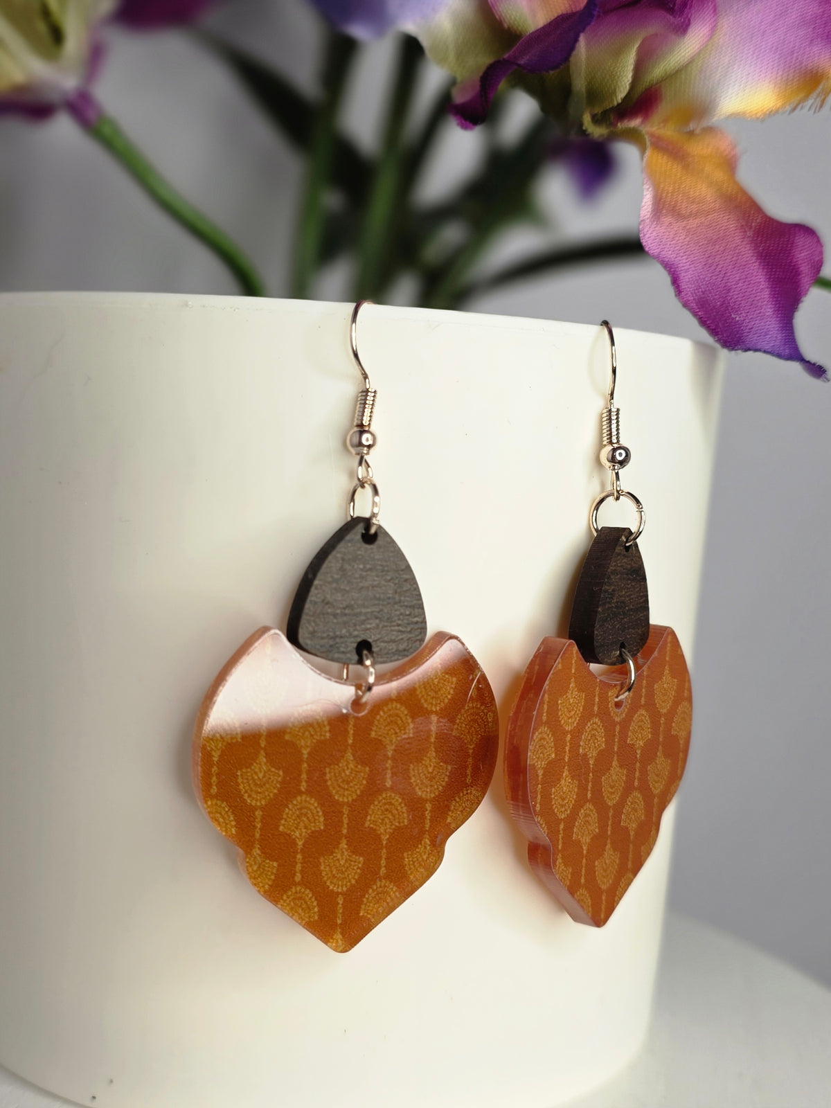 Orange Geometric Boho Earrings