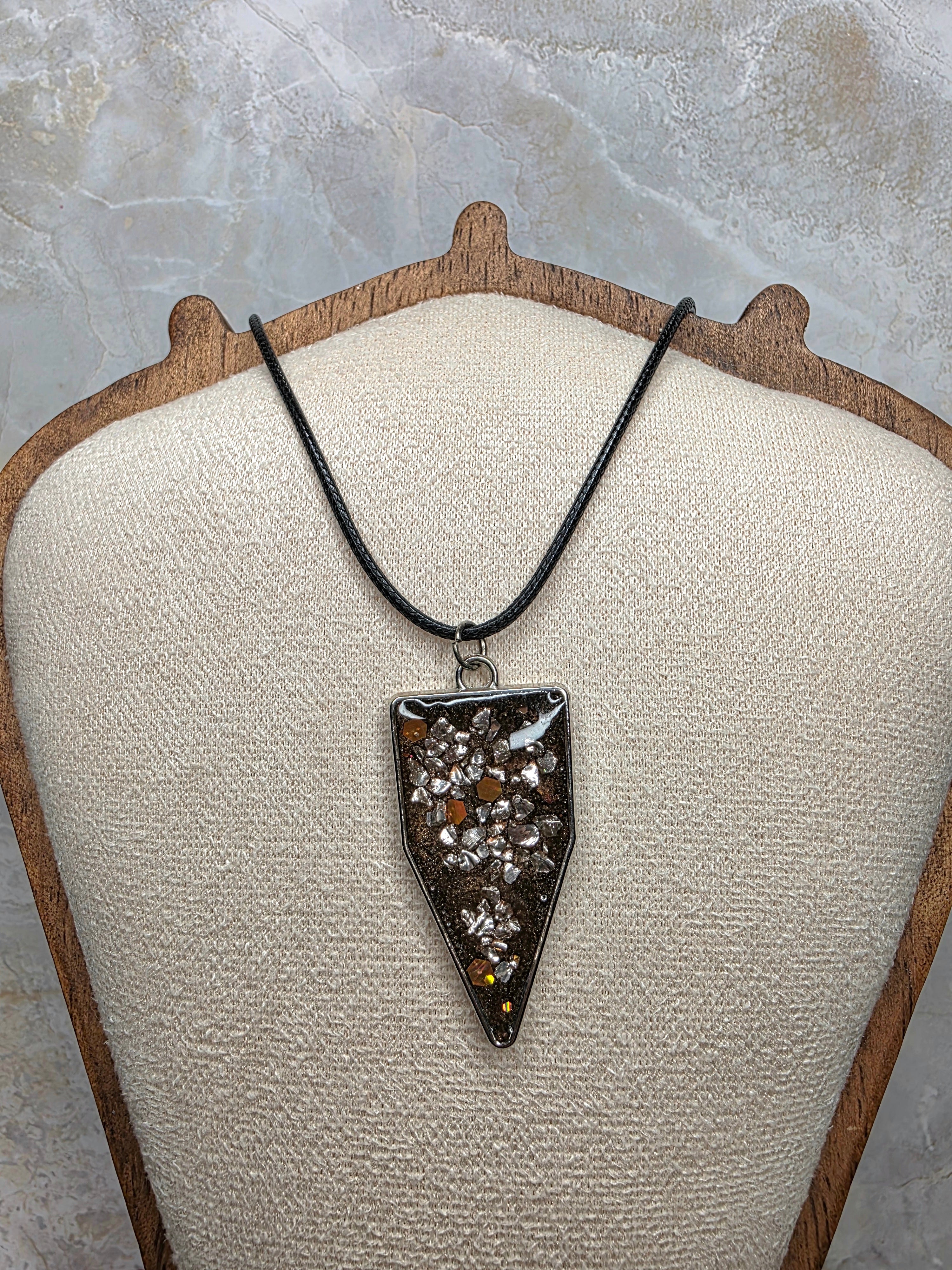 Crushed Glass Resin Pendant Necklace