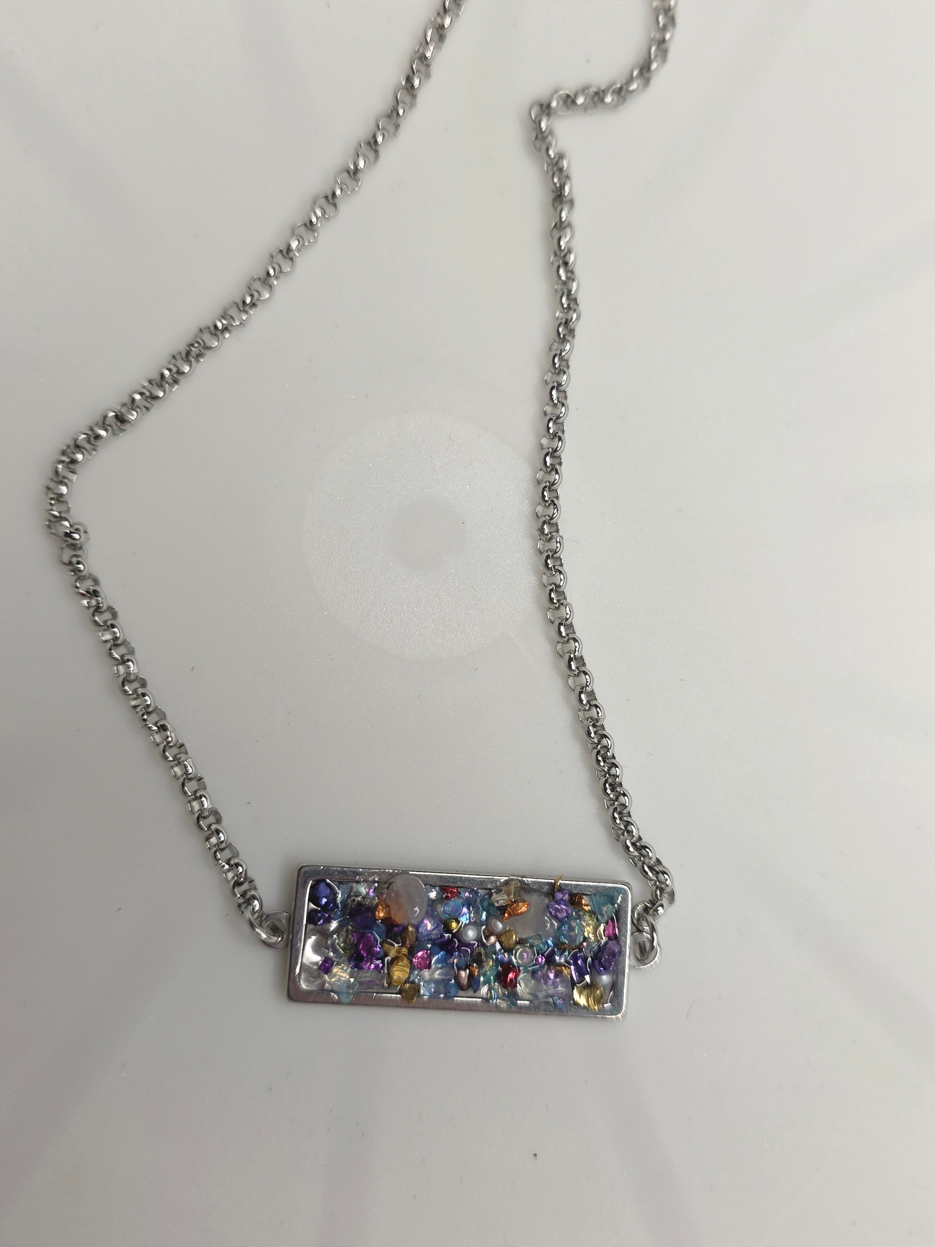 Confetti Resin Bar Necklace