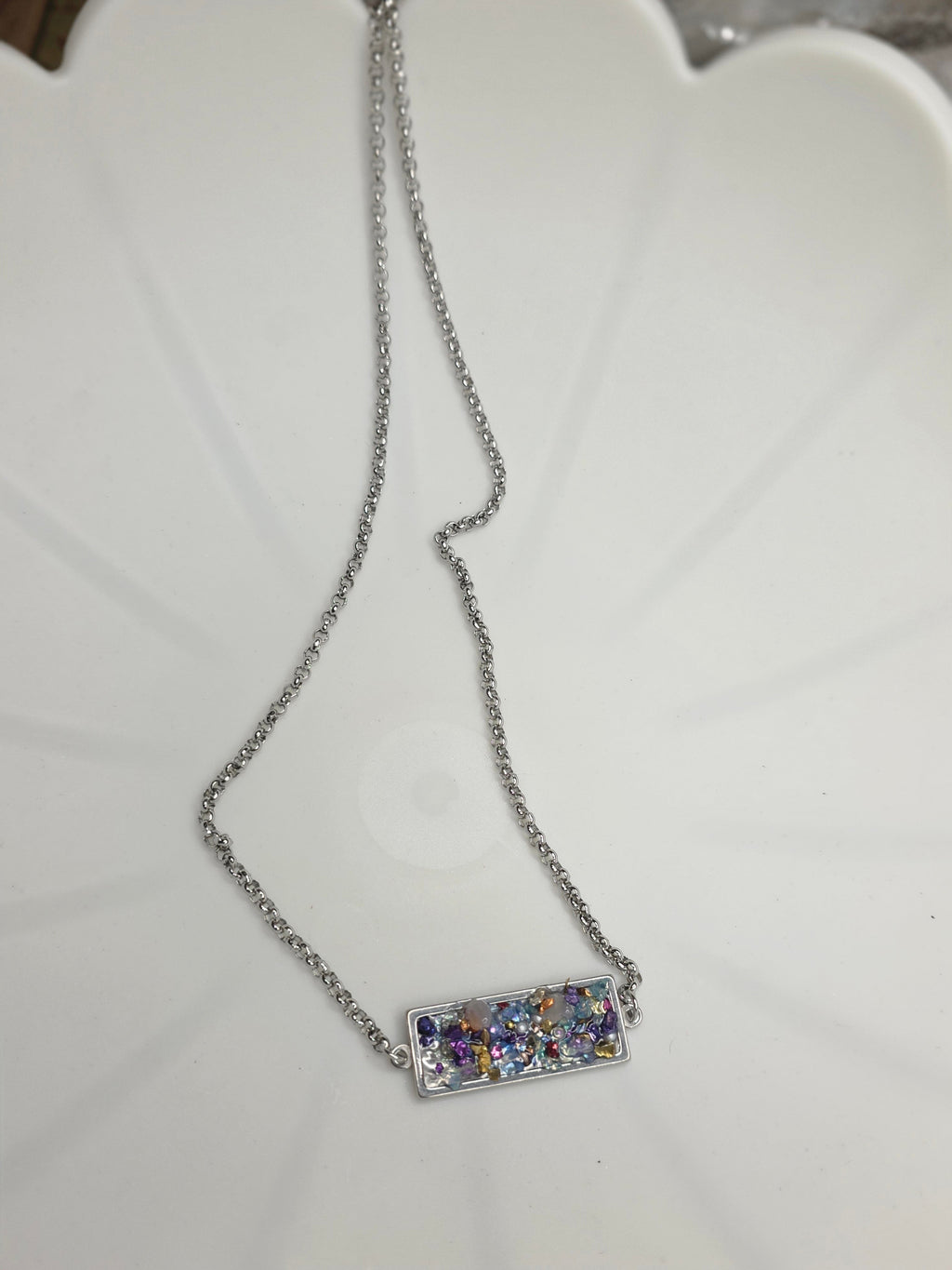 Confetti Resin Bar Necklace