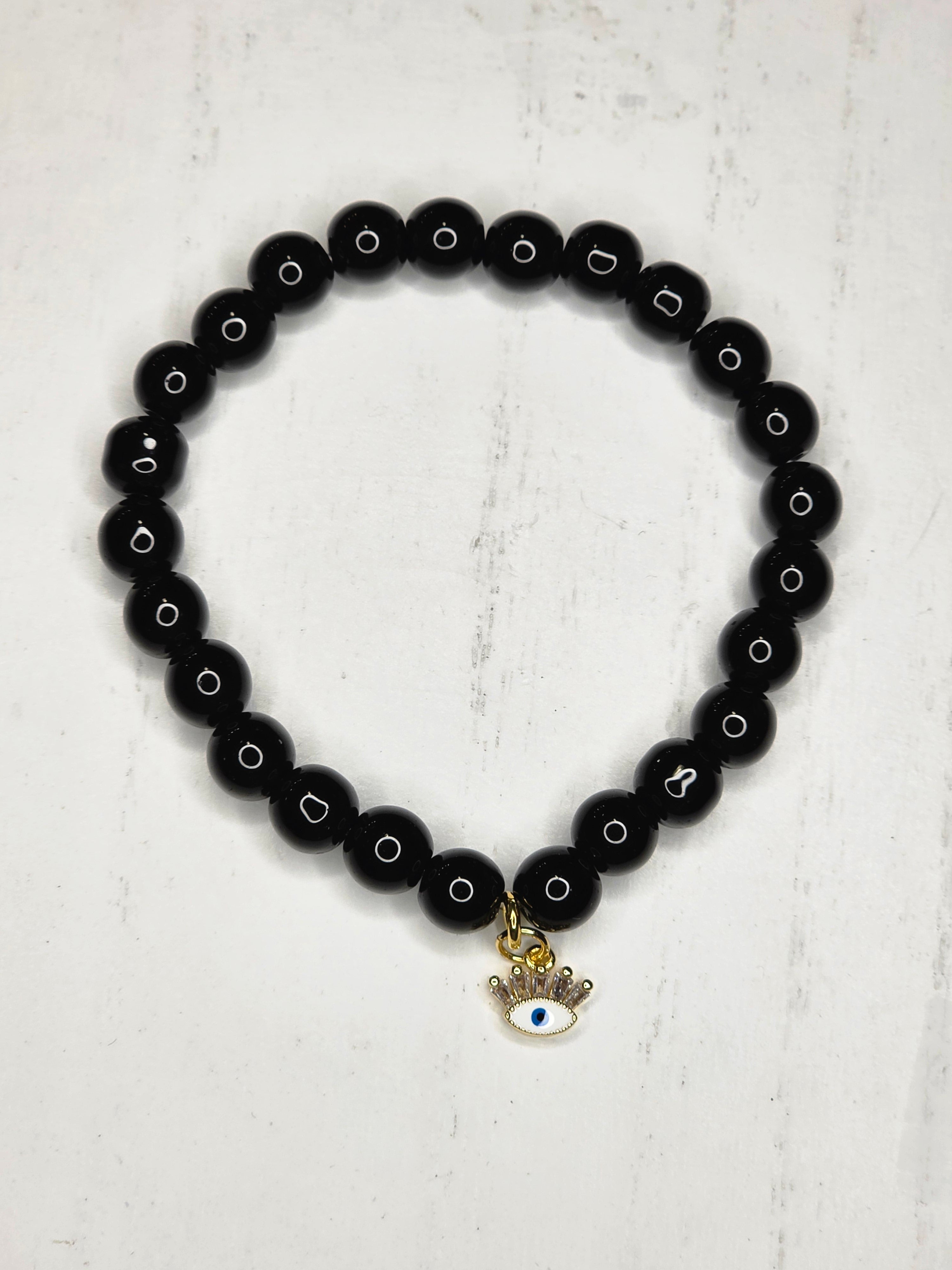 Black Obsidian Evil Eye Charm Bracelet