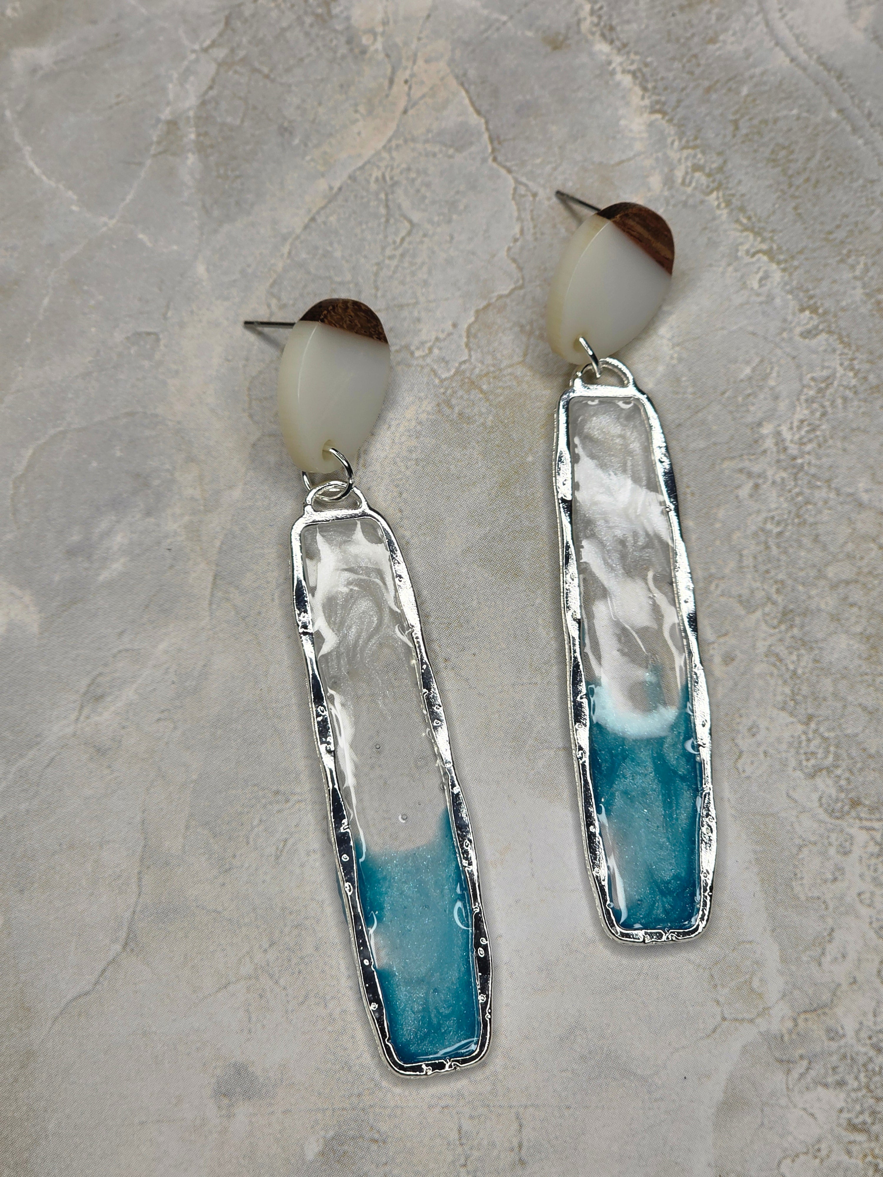 Ocean Wave Resin Drop Earrings