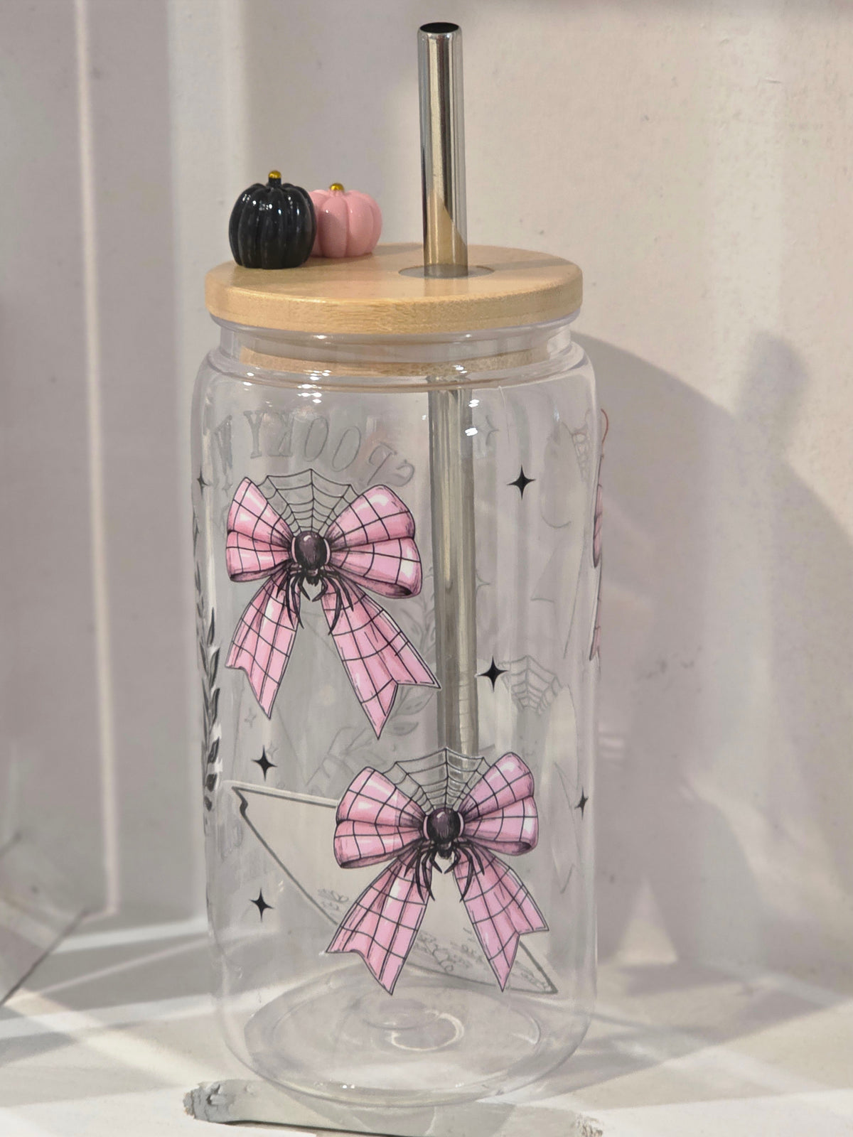 16 oz Spooky Witch Social Club Pink Bow Tumbler