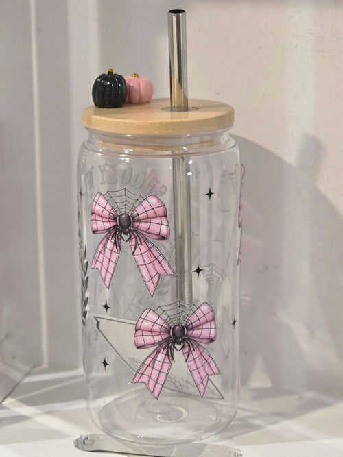 16 oz Spooky Witch Social Club Pink Bow Tumbler