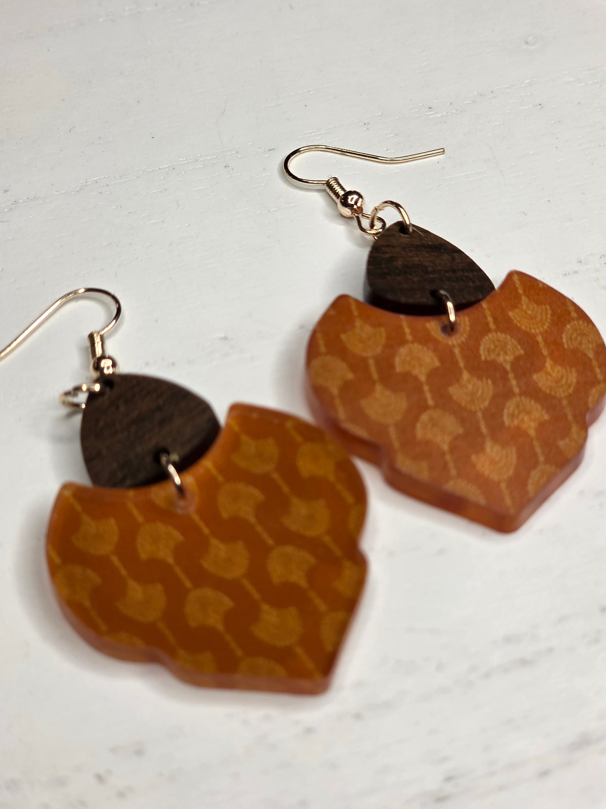 Orange Geometric Boho Earrings