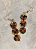 Red Agate & Onyx Triple-Drop Earrings