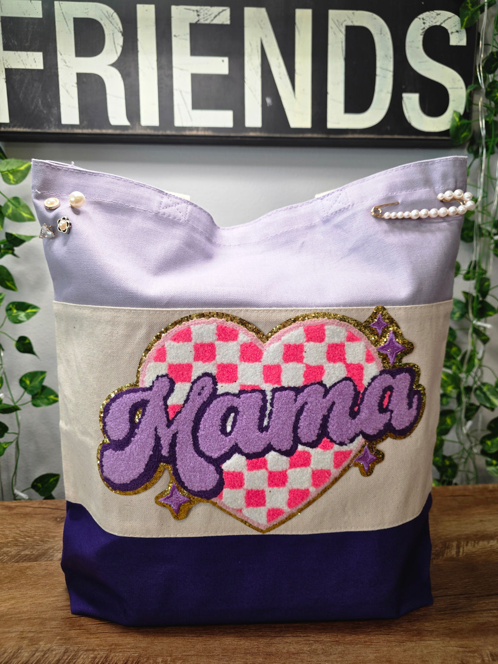 Mama Chenille Patch Canvas Tote Bag