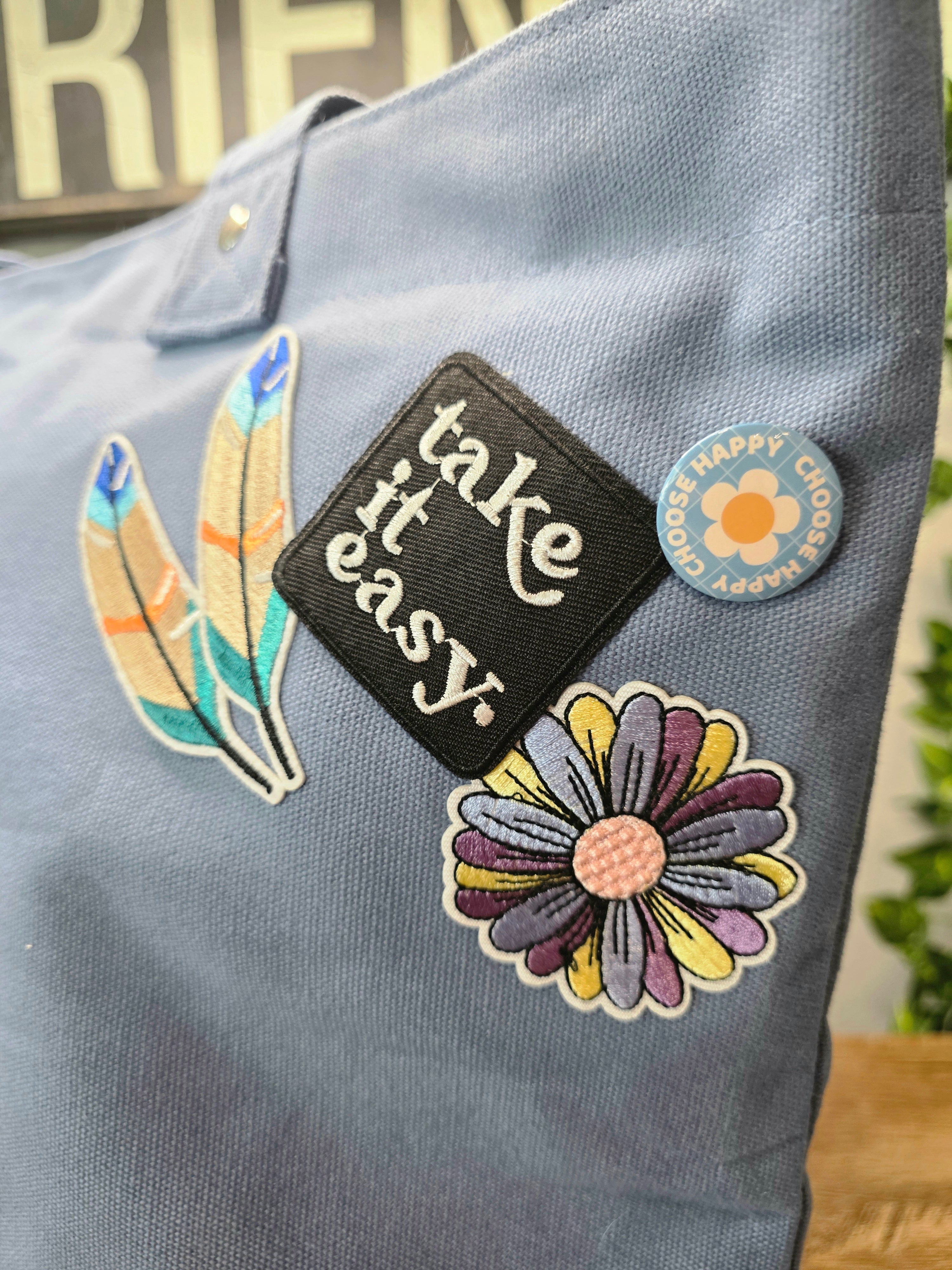 Take It Easy Patch Tote Bag