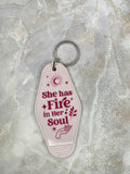 She Has Fire in Her Soul Vintage Motel Keychain