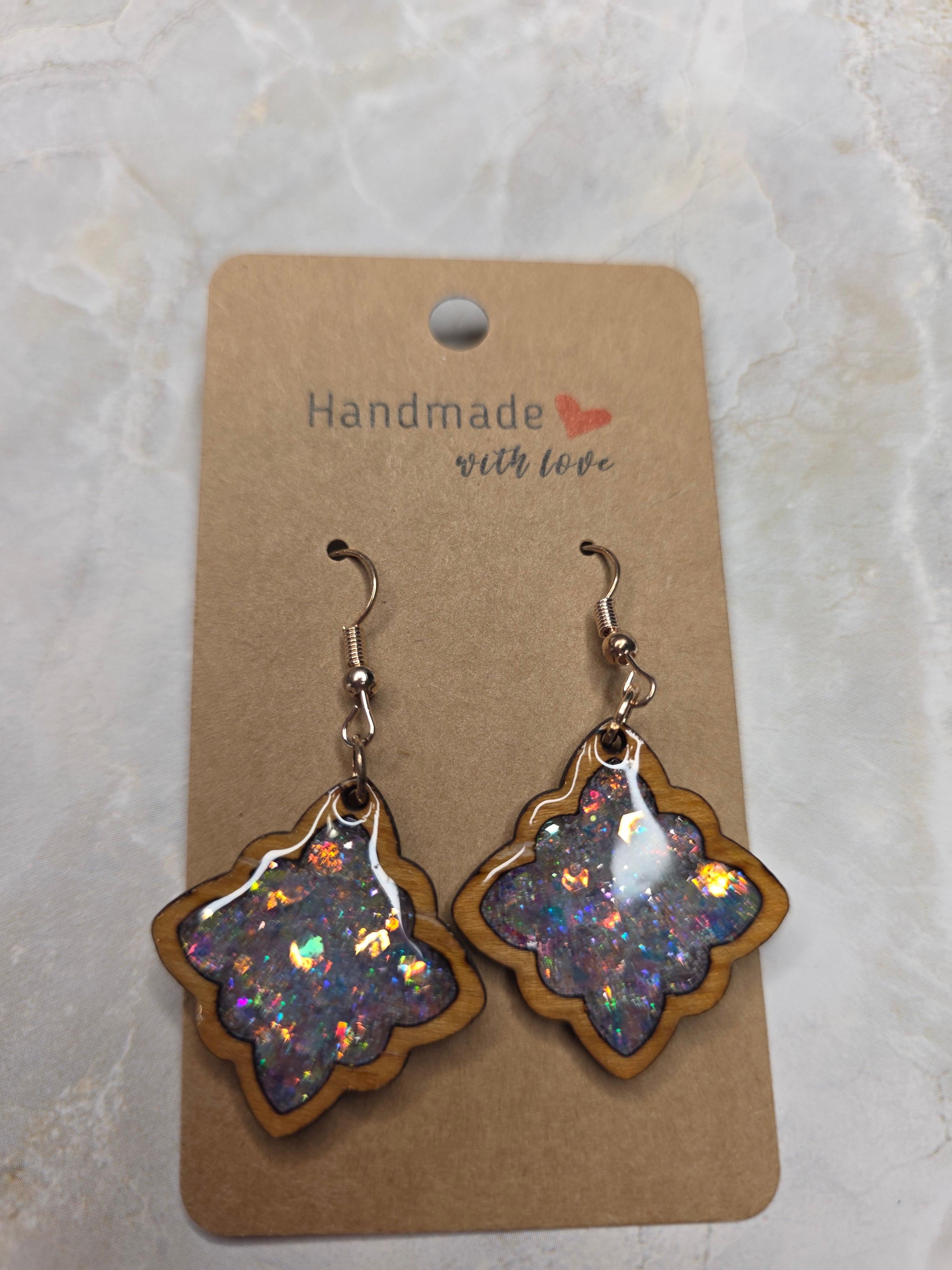 Opal Iridescent Geometric Earrings